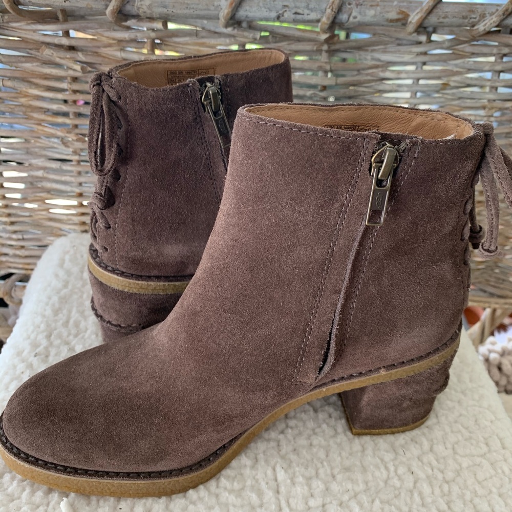 Ugg Corinne suede bootie with block heel  NWOT